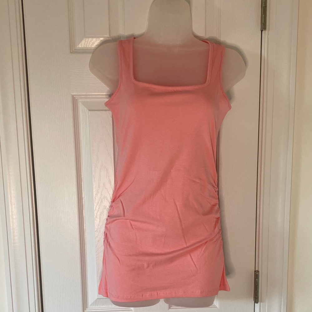 Zenana. Dark Pink Side Ruched Everyday Tank Top.